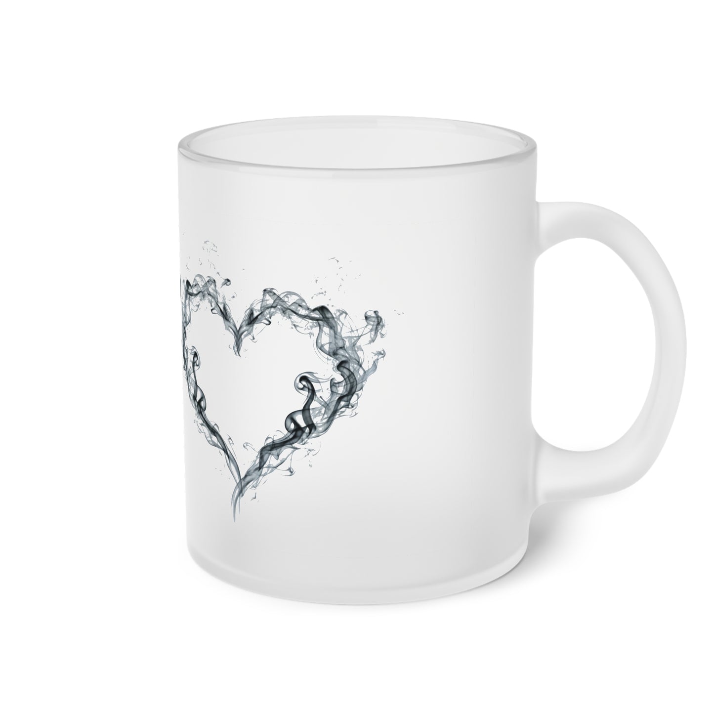 Frosted Glass Mug — Elegant Water Heart Frosted Coffee Mug