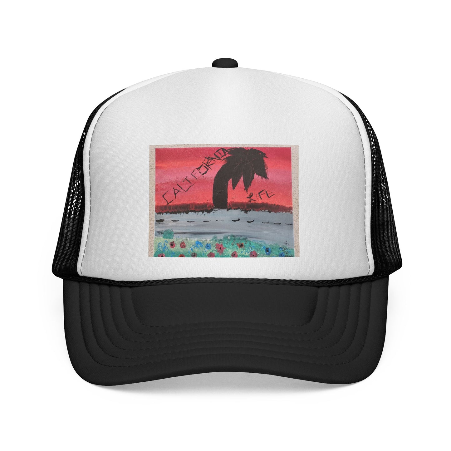 Sunset Palm Trucker Cap, Vintage Style Hat, Beachwear Accessory, Vacation Vibe Gift, Outdoor Adventures Gear