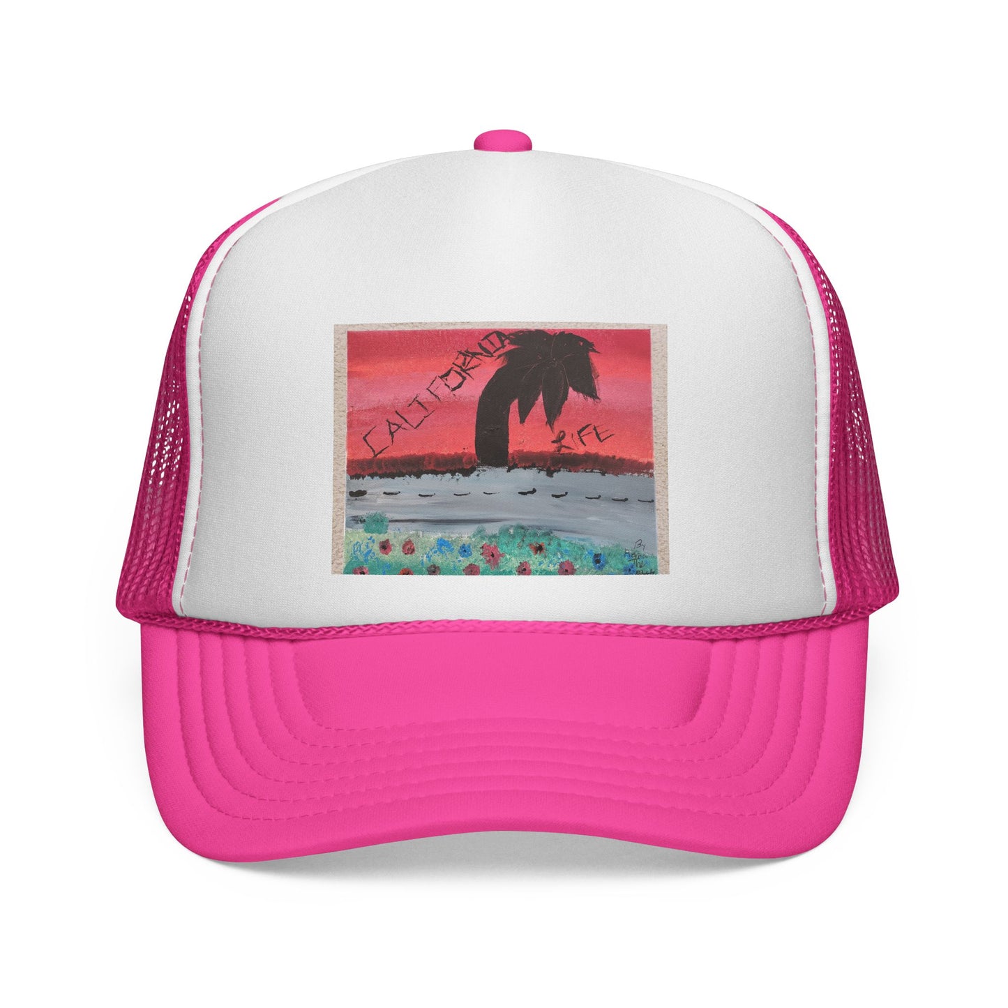 Sunset Palm Trucker Cap, Vintage Style Hat, Beachwear Accessory, Vacation Vibe Gift, Outdoor Adventures Gear