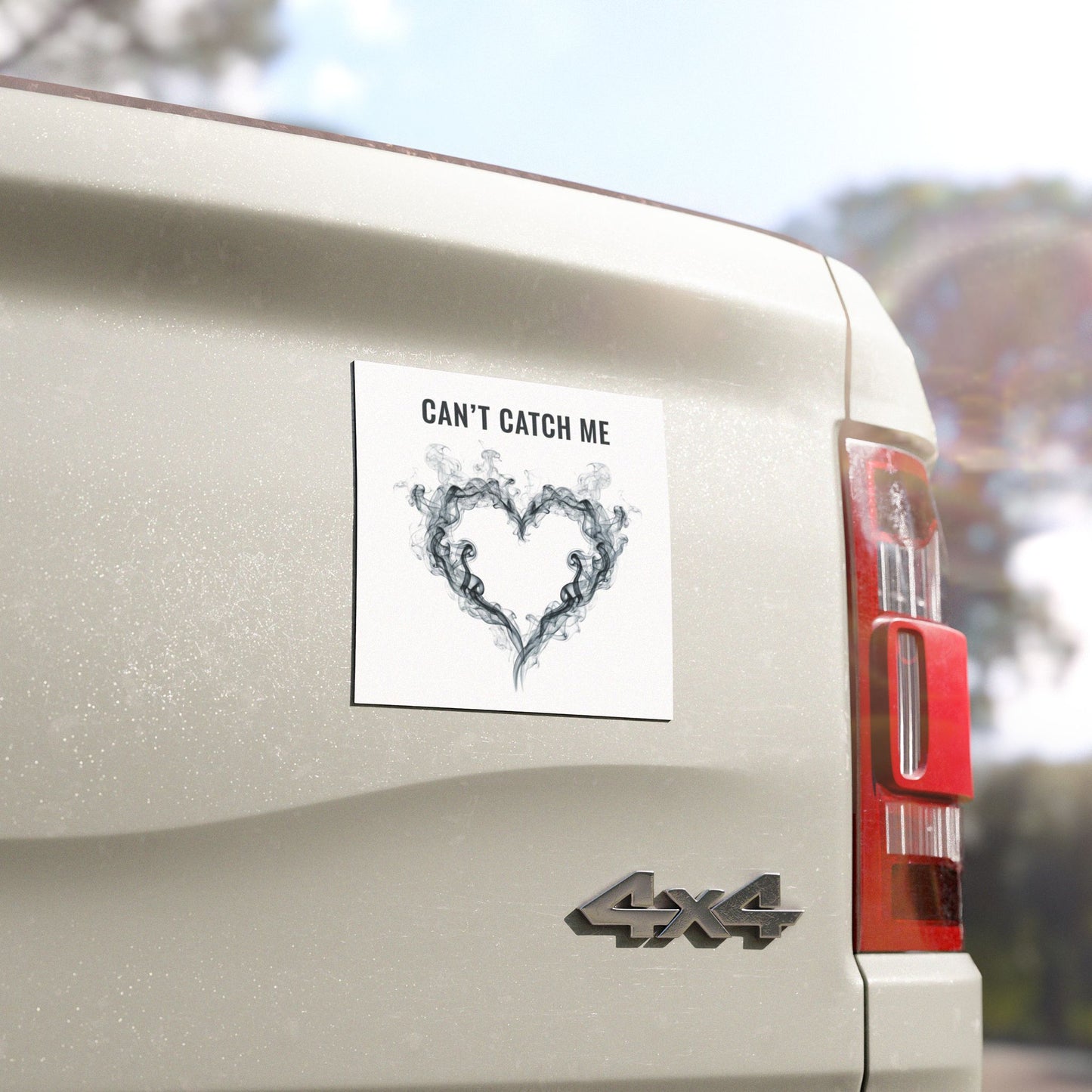 Can’t Catch Me Smoke Heart Car Magnet — Funny Romantic Bumper Magnet