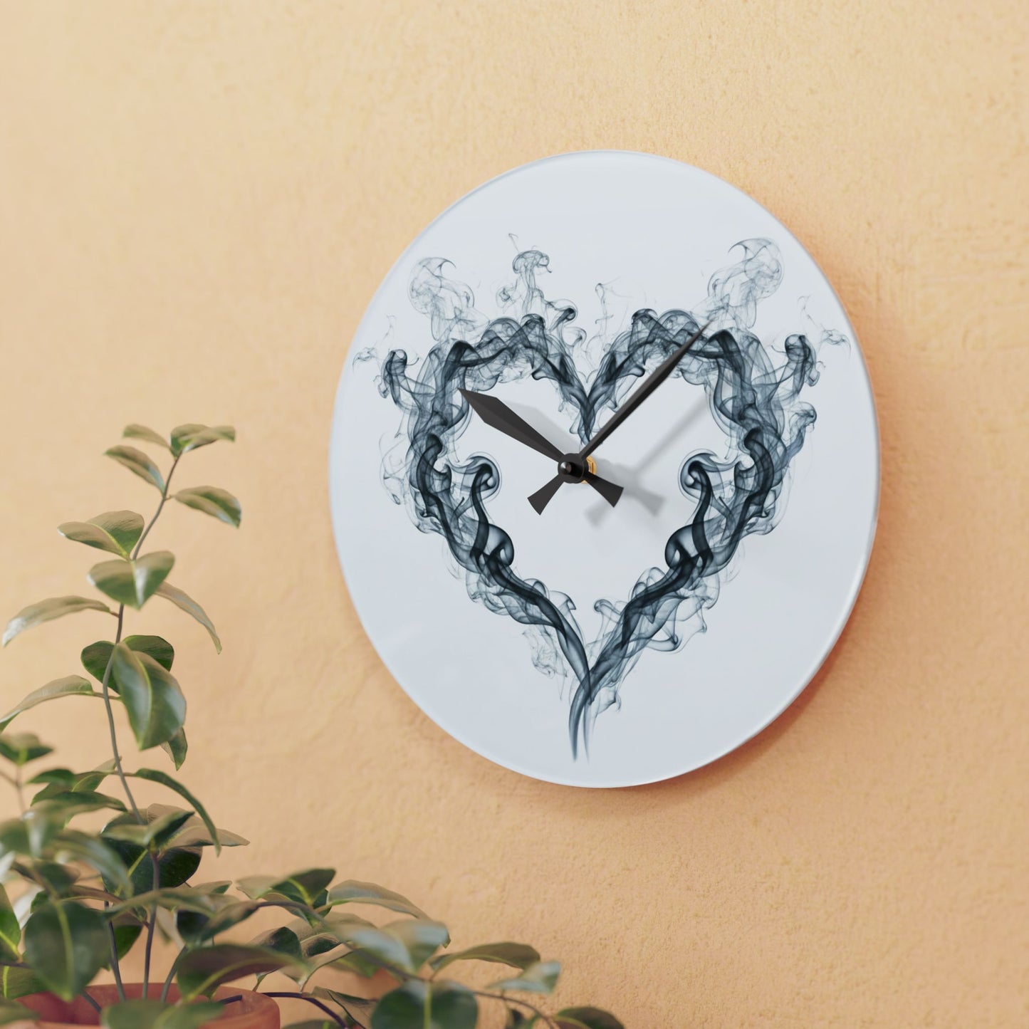 Acrylic Wall Clock — Smoky Heart Minimalist Wall Clock | Modern Romantic Home Decor