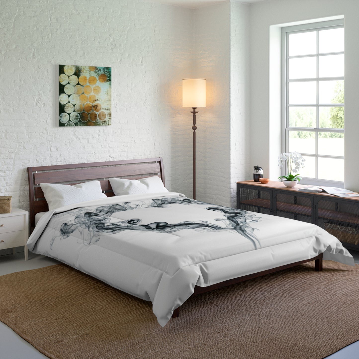 Smoky Heart Comforter – Minimalist Black Smoke Heart Duvet