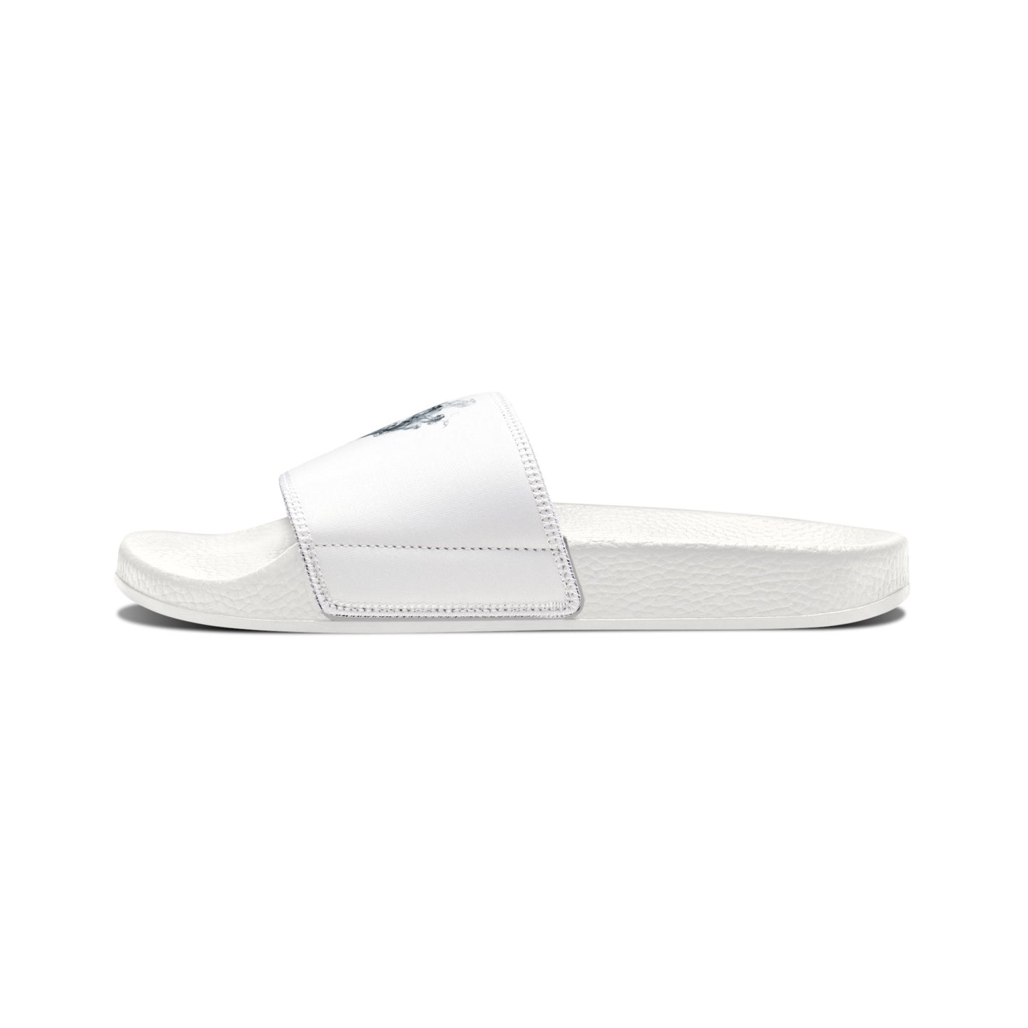 White Youth Slide Sandals with Smoky Heart Graphic