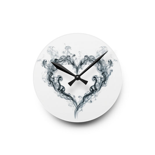 Acrylic Wall Clock — Smoky Heart Minimalist Wall Clock | Modern Romantic Home Decor