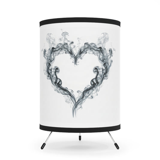 Tripod Lamp — Smoky Heart Printed Shade | Romantic Bedroom Accent Light