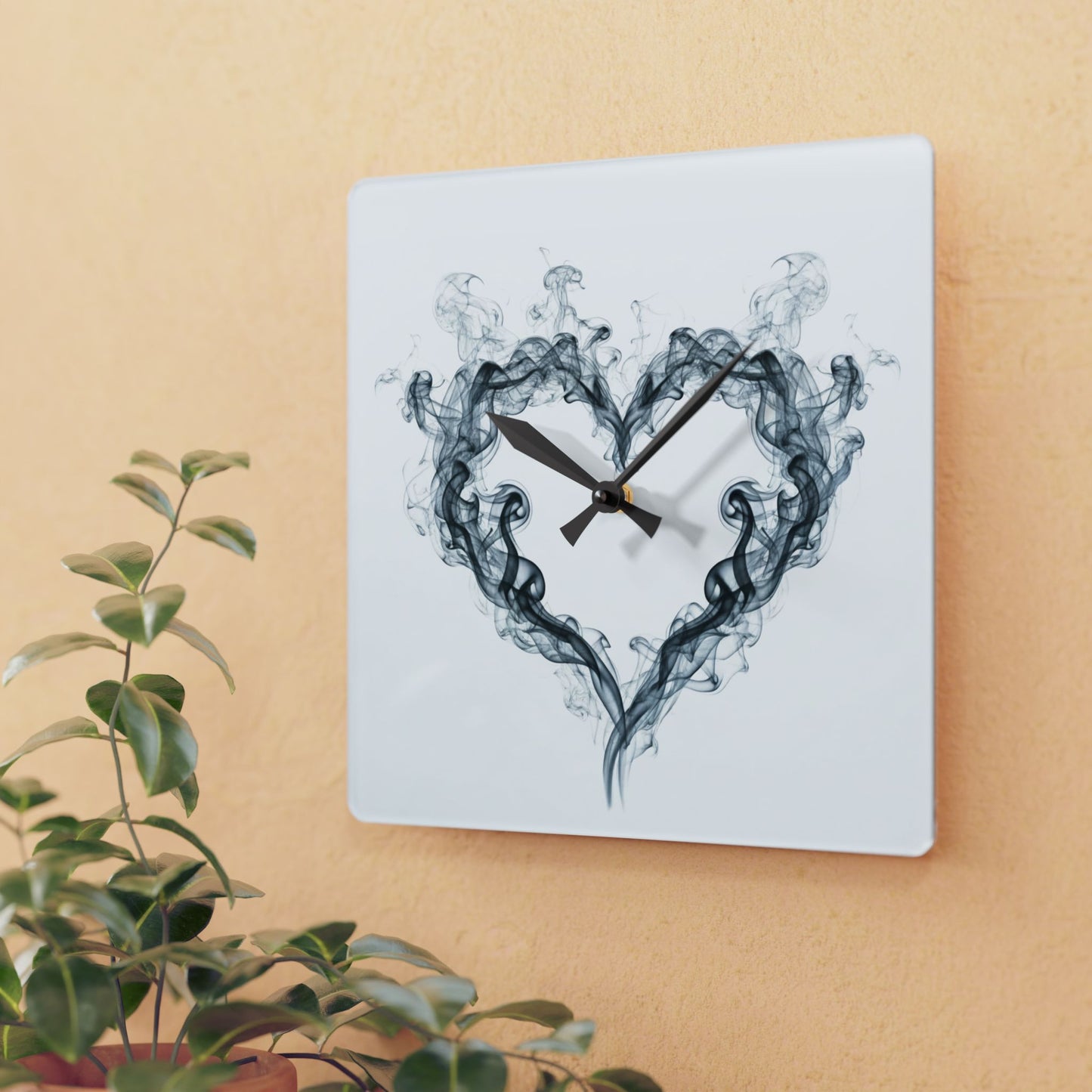 Acrylic Wall Clock — Smoky Heart Minimalist Wall Clock | Modern Romantic Home Decor
