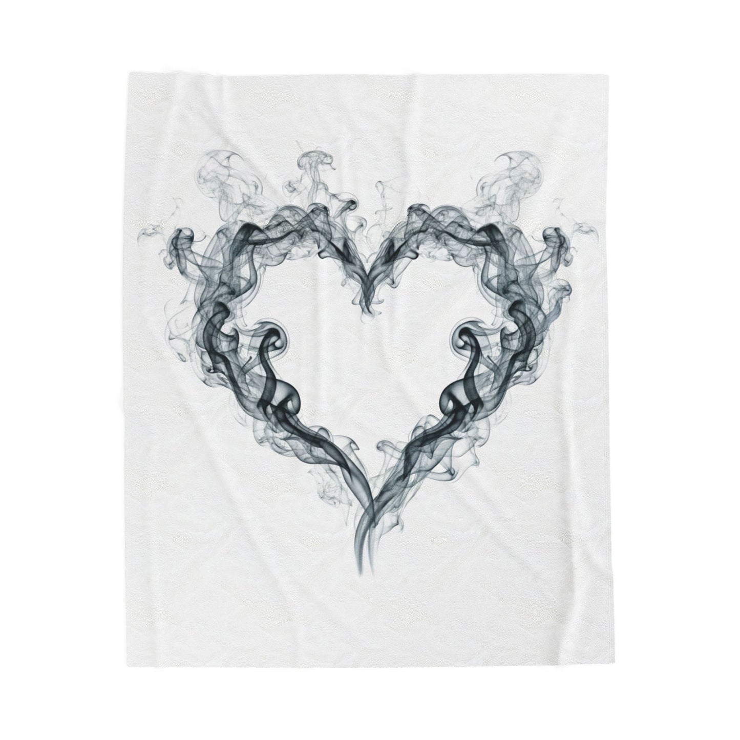 Velveteen Blanket with Smoky Heart Design — Romantic Cozy Throw for Valentine’s & Home
