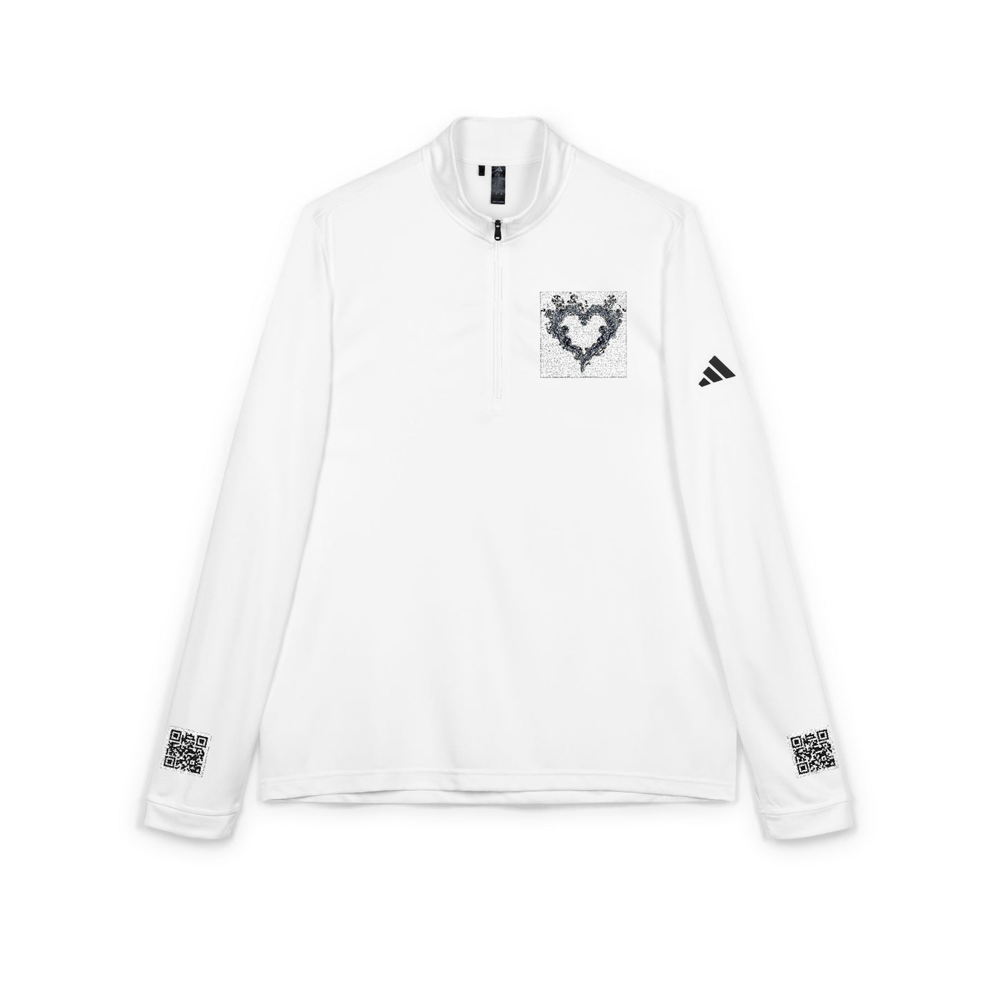 Embroidered Heart Quarter-Zip Pullover