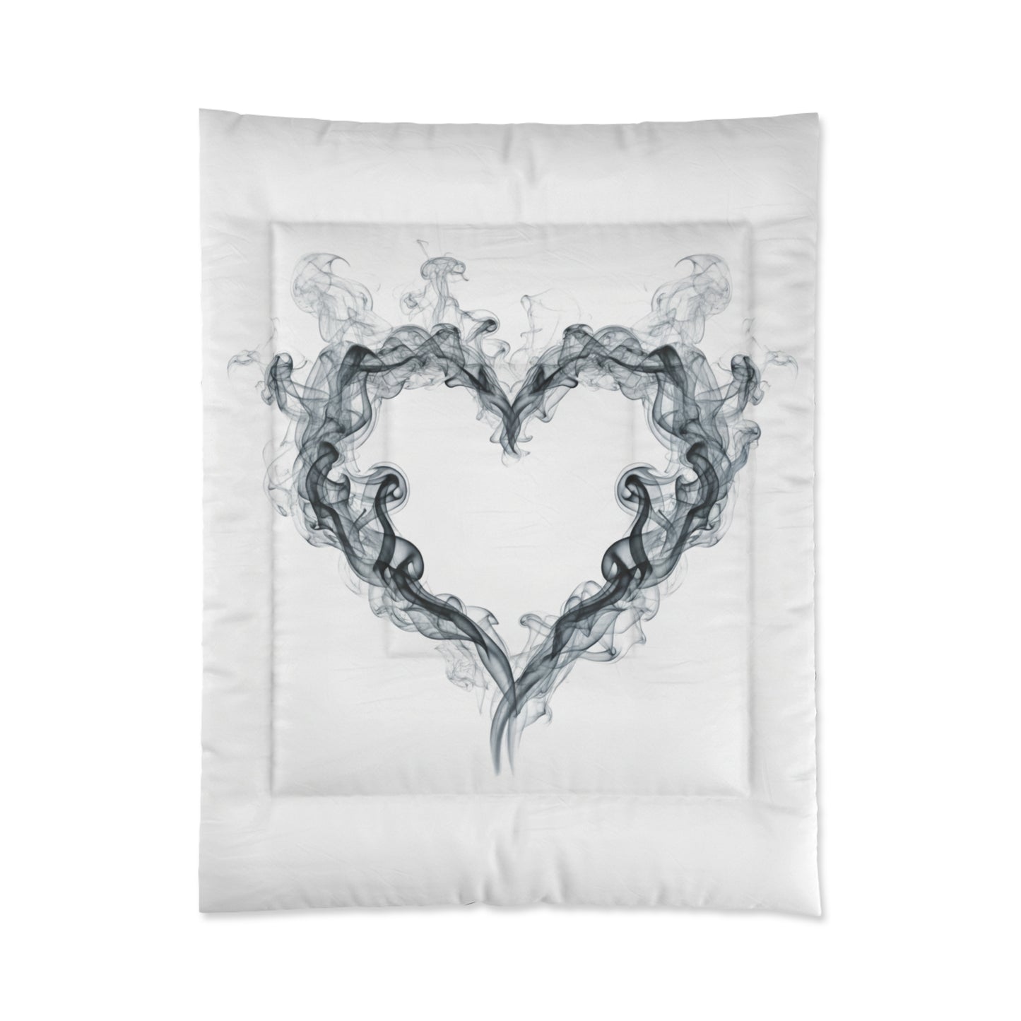 Smoky Heart Comforter – Minimalist Black Smoke Heart Duvet