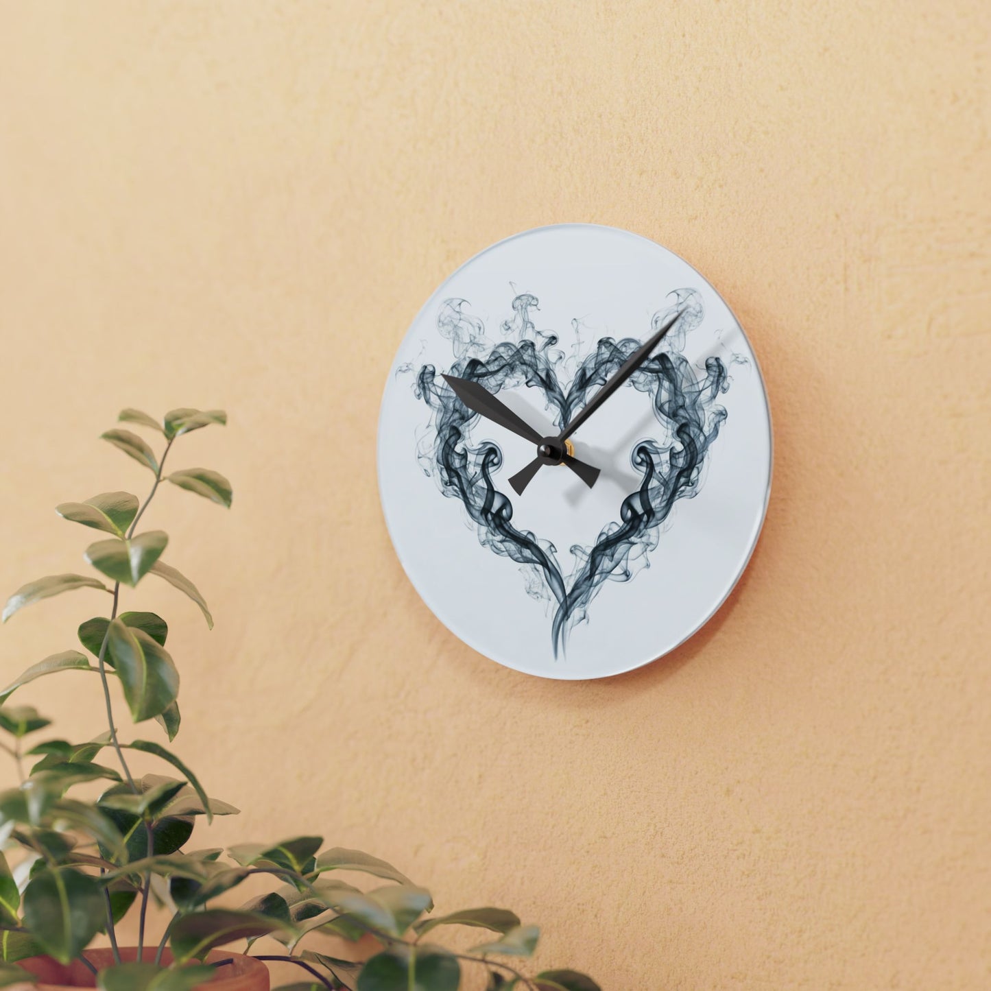 Acrylic Wall Clock — Smoky Heart Minimalist Wall Clock | Modern Romantic Home Decor
