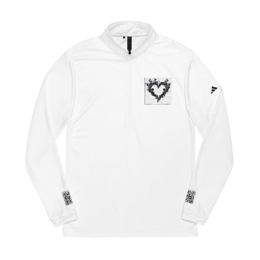Embroidered Heart Quarter-Zip Pullover