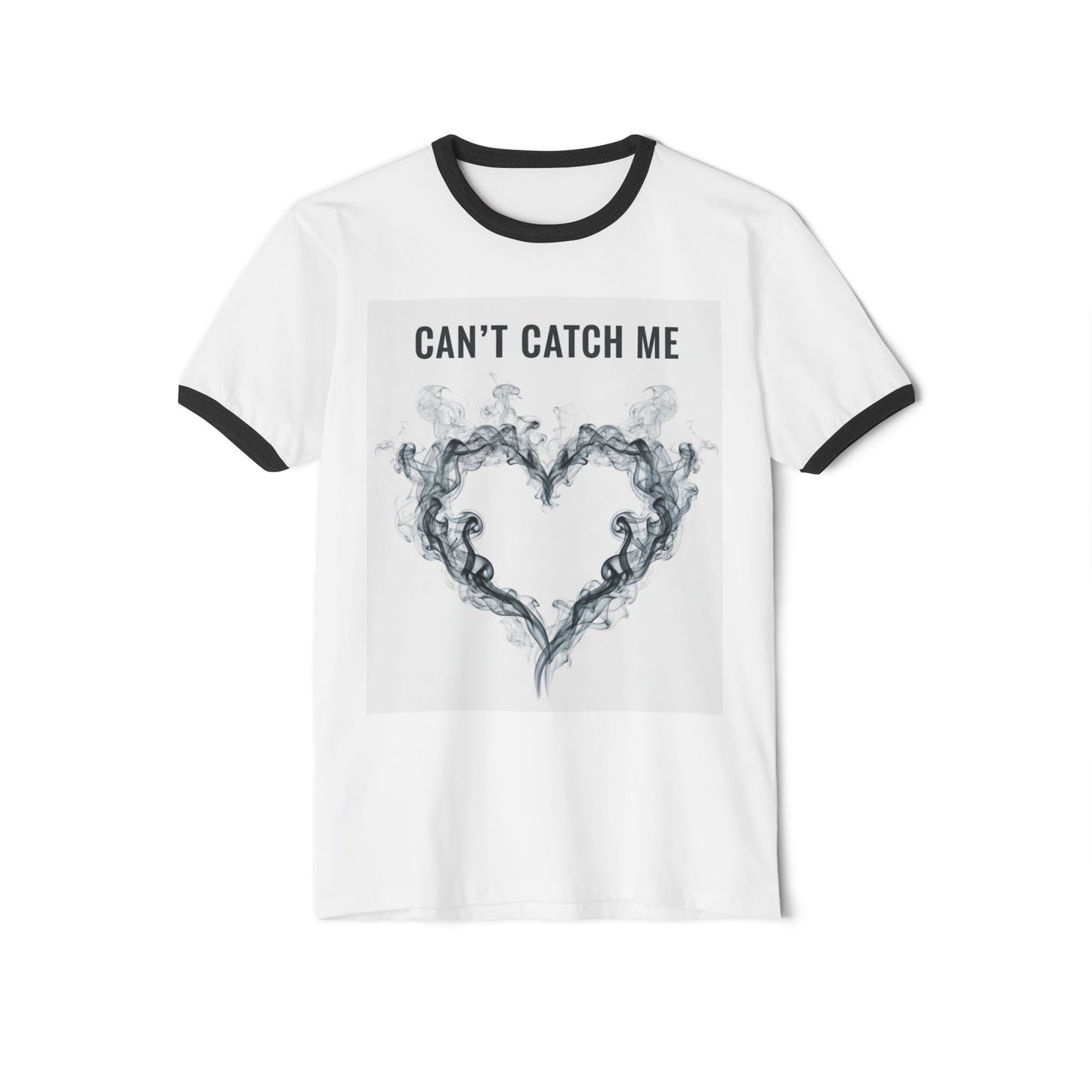 Can't Catch Me Smoky Heart Ringer T-Shirt, Fun Graphic Tee for Casual Wear, Perfect Gift for Friends, Unique Birthday T-Shirt, Stylish Statement