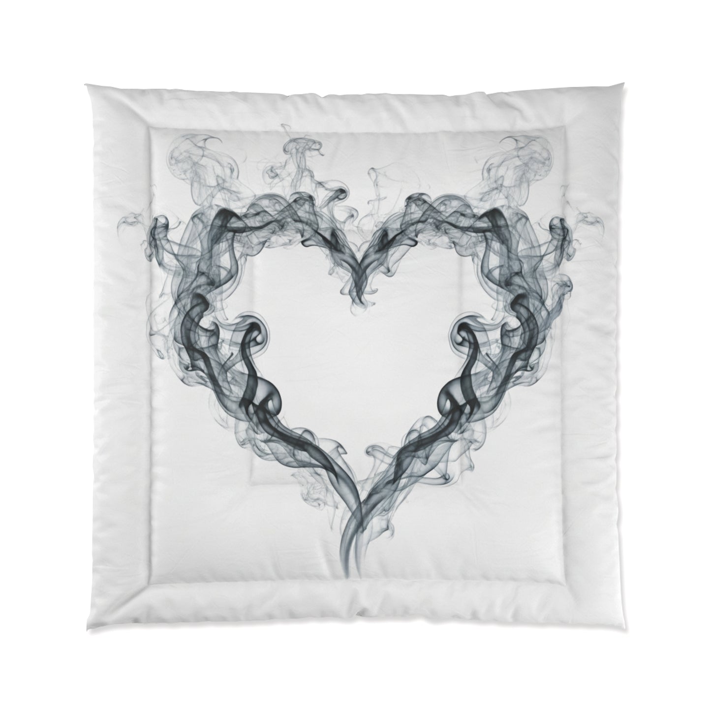 Smoky Heart Comforter – Minimalist Black Smoke Heart Duvet