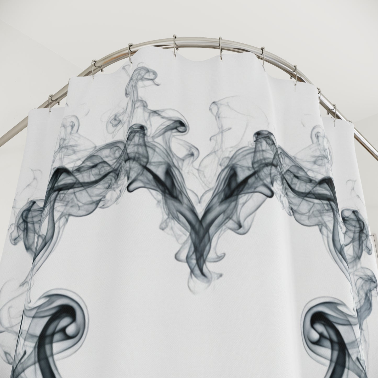 Smoky Heart Shower Curtain — Monochrome Romantic Bathroom Decor