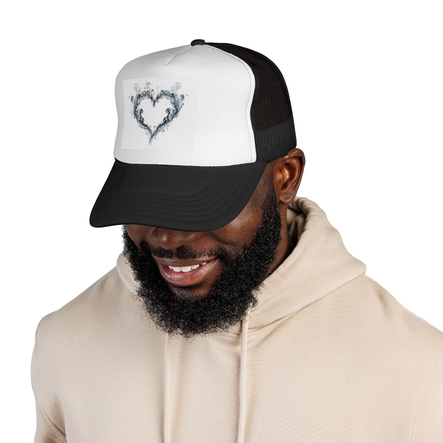 Can't Catch Me Heart Smoke Trucker Caps | Love Gifts, Trendy Accessories, Casual Outdoor Wear, Birthday Presents, Fashionable Headwear
