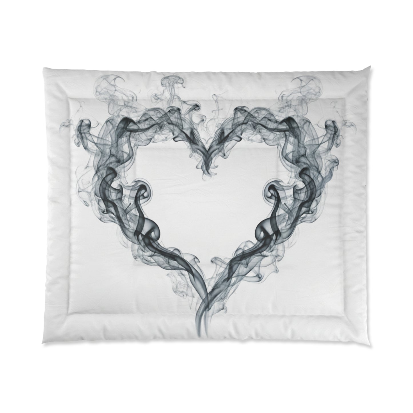 Smoky Heart Comforter – Minimalist Black Smoke Heart Duvet