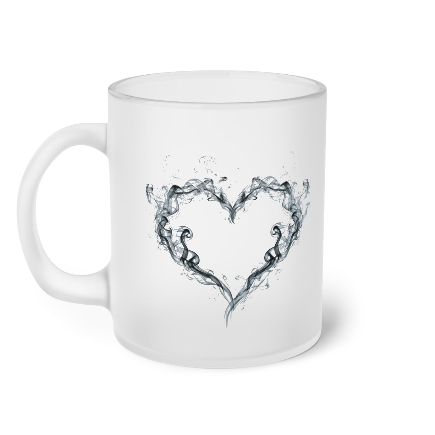 Frosted Glass Mug — Elegant Water Heart Frosted Coffee Mug